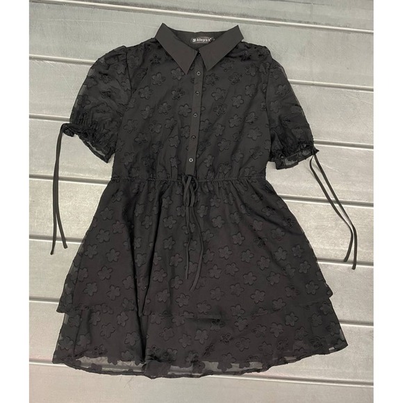 Allegra K Dresses & Skirts - Allegra K Collared Shirt Dress Womens‎ Large Black Floral Whimsigoth